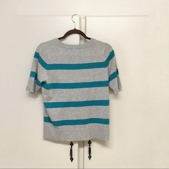 Lyn Blue and Gray Striped Sweater Cardigan - Picture 2 of 6